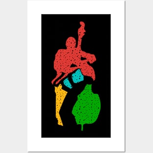 Colorful Funny Jazz Bassist and Saxophonist Posters and Art